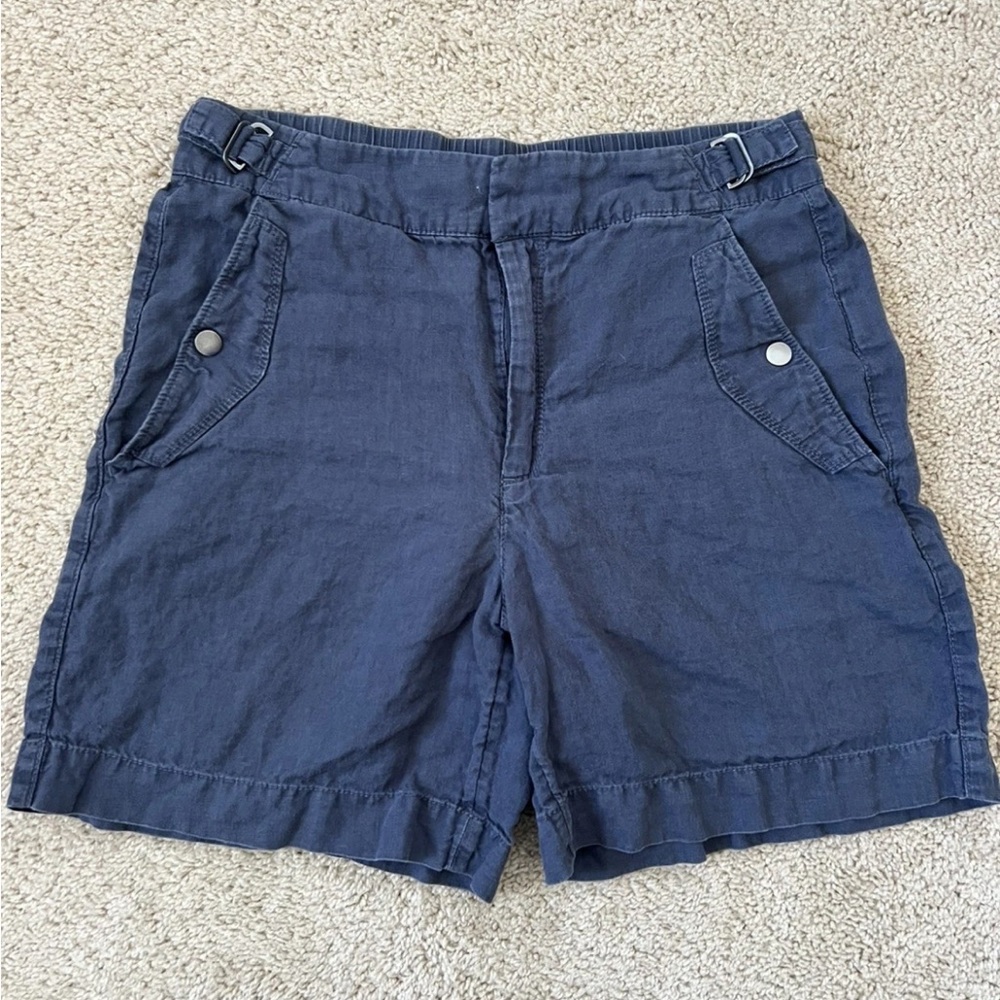 Athleta 100% Linen Shorts Size 6 Coastal Grandma Beachy Summer Blue